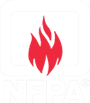 NFPA - National Fire Protection Association logo - burning fire in the middle of square